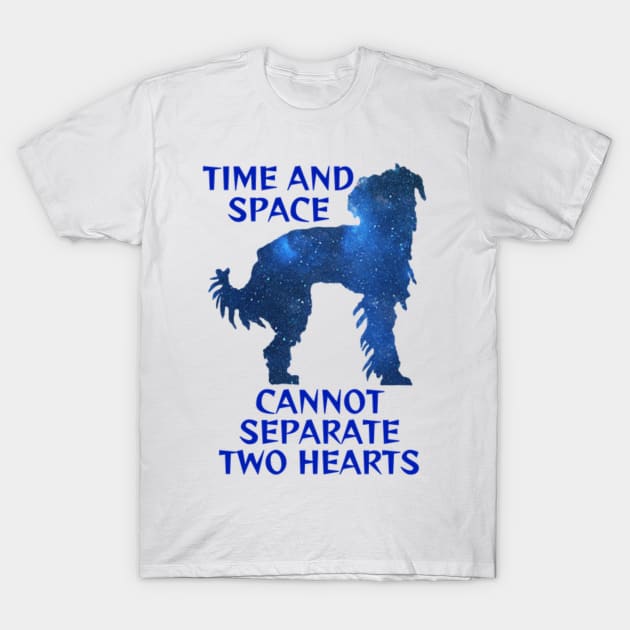 Midnight Blue Sapphire Milky Way Galaxy Chinese Crested Dog - Time And Space Cannot Separate Two Hearts T-Shirt by Courage Today Designs